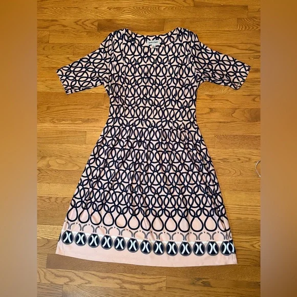 Shelby & Palmer Pink and Navy Interlocking Circle Dress - Picture 5 of 7